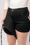 Judy Blue Bentli High Rise Side Tie Denim Skort in Black