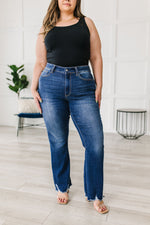 Judy Blue Charity Mid Rise Distressed Hem Bootcut Jeans