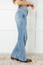 Judy Blue Melia High Rise Side Seam Detail Wide Leg Jeans