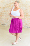 Just a Flirt Pleated Skirt in Magenta