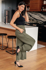 Harmony High Rise Wide Pants in Olive