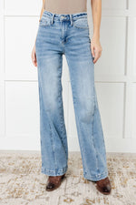 Judy Blue Melia High Rise Side Seam Detail Wide Leg Jeans