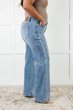 Judy Blue Melia High Rise Side Seam Detail Wide Leg Jeans