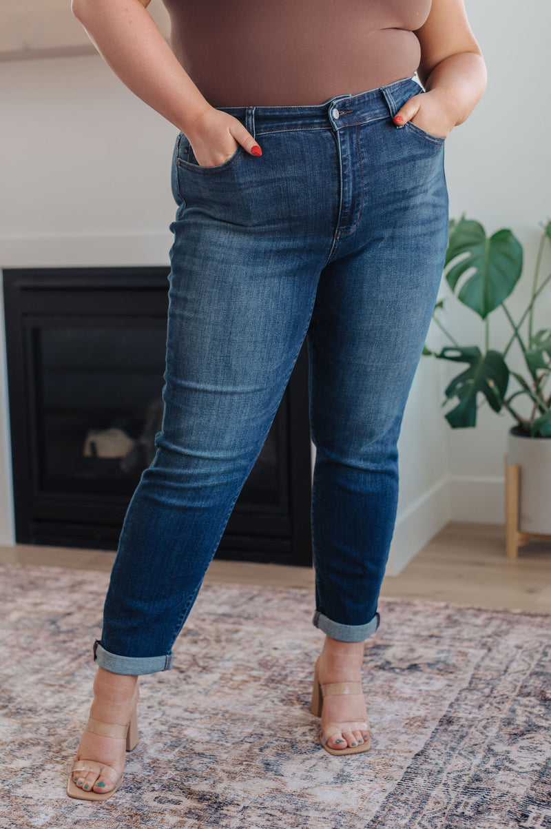 Judy Blue Amber Mid Rise Cuffed Slim Fit Jeans