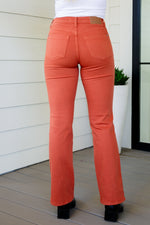 Judy Blue Autumn Mid Rise Slim Bootcut Jeans in Terracotta