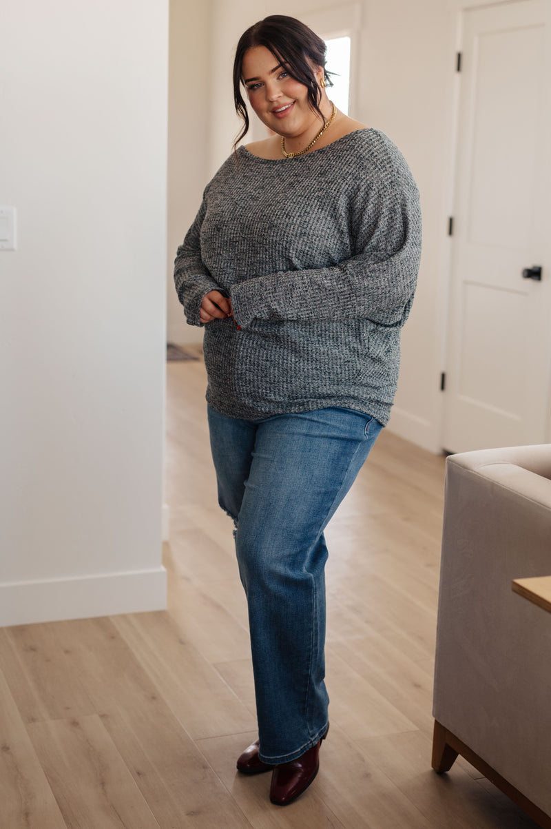 Warm Thoughts Ribbed Top in Charcoal