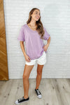 Basic Instinct Drop Shoulder V-Neck Tee in Lilac