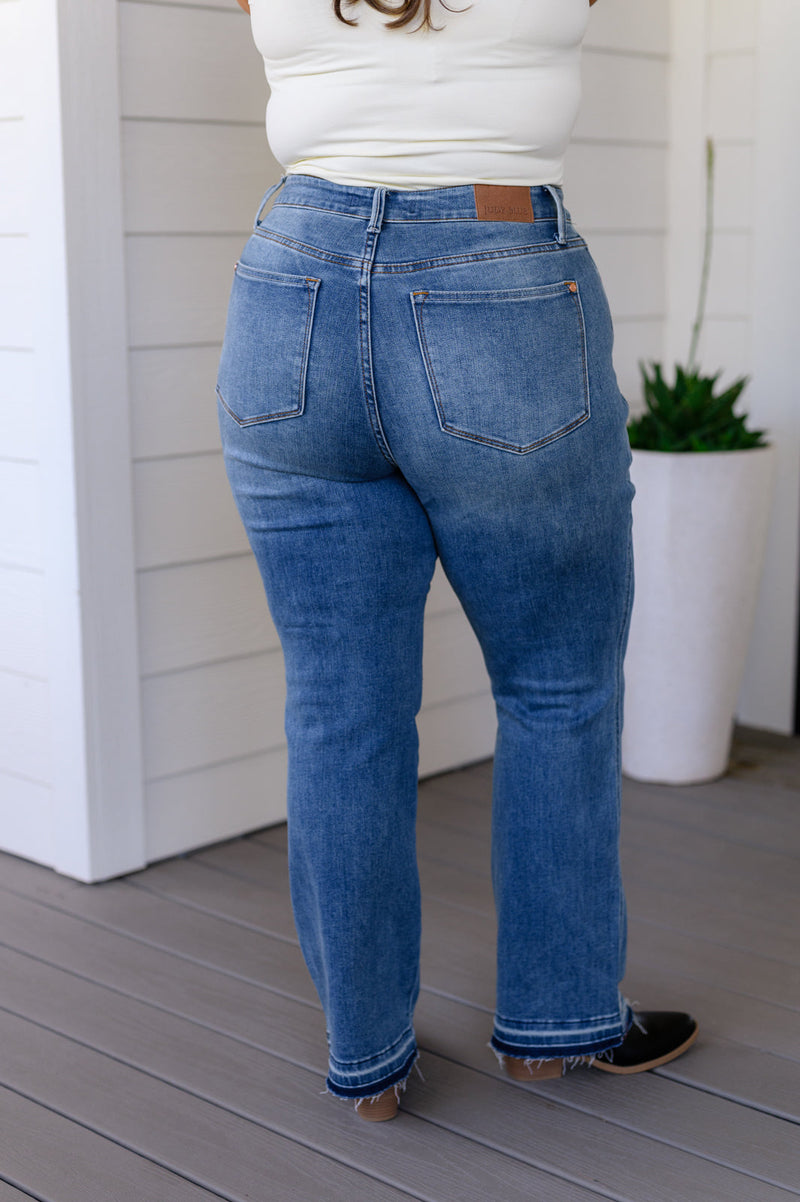 Judy Blue Beatrice High Rise Control Top Release Hem Slim Bootcut Jeans