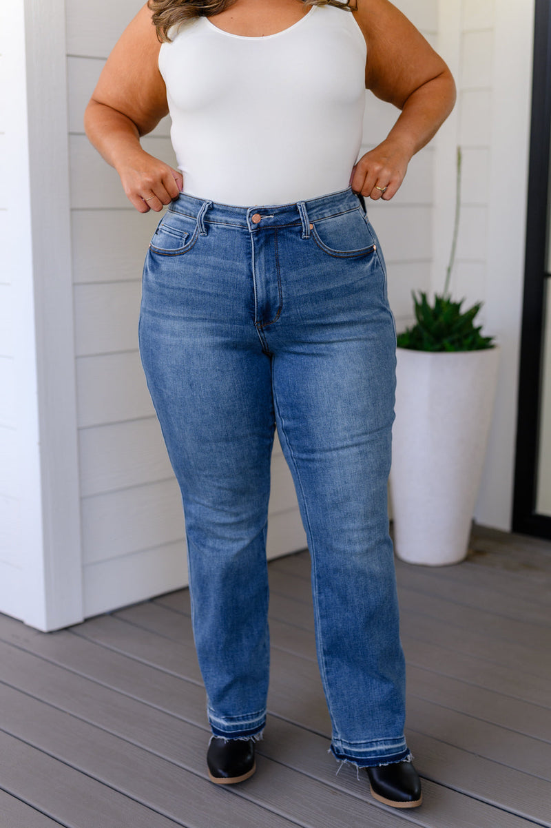 Judy Blue Beatrice High Rise Control Top Release Hem Slim Bootcut Jeans