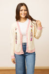 Beige and Pink Nutcracker Sweater Cardi