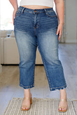 Judy Blue Betty High Rise Vintage Wash Wide Leg Crop Jeans