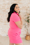 Break Point Collared Romper in Hot Pink