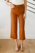 Judy Blue Briar High Rise Control Top Wide Leg Crop Jeans in Camel