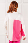 Chip Off the Old Colorblock V-Neck Henley in Pink