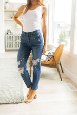 Judy Blue Colt High Rise Button Fly Distressed Boyfriend Jeans