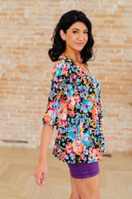 Dearest Dreamer Peplum Top in Black Multi Floral