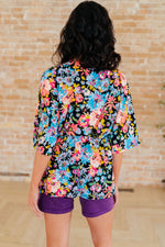 Dearest Dreamer Peplum Top in Black Multi Floral