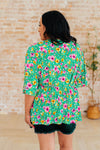 Dearest Dreamer Peplum Top in Emerald and Pink Floral