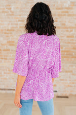 Dearest Dreamer Peplum Top in Lavender Leopard