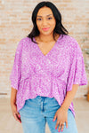 Dearest Dreamer Peplum Top in Lavender Leopard