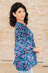 Dearest Dreamer Peplum Top in Navy and Lavender Animal Print