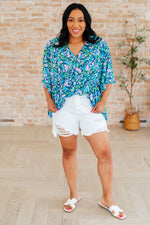 Dearest Dreamer Peplum Top in Navy and Mint Floral