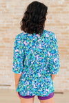 Dearest Dreamer Peplum Top in Navy and Mint Floral