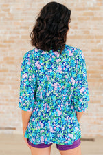 Dearest Dreamer Peplum Top in Navy and Mint Floral