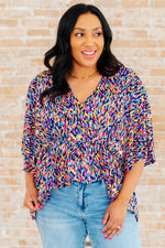 Dearest Dreamer Peplum Top in Painted Royal Multi