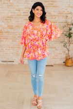 Dearest Dreamer Peplum Top in Pink Filigree