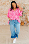 Dearest Dreamer Peplum Top in Pink Leopard