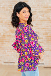 Dearest Dreamer Peplum Top in Purple and Pink Floral