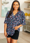 Dearest Dreamer Top in Black and Periwinkle Paisley