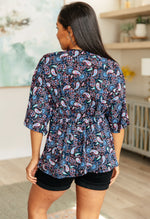 Dearest Dreamer Top in Black and Periwinkle Paisley