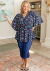 Dearest Dreamer Top in Black and Periwinkle Paisley