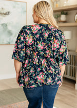 Dearest Dreamer Top in Navy and Pink Vintage Bouquet