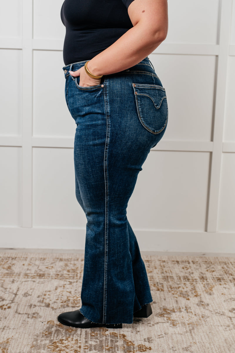 Judy Blue Edna High Rise Control Top Shield Pocket Flare Jeans