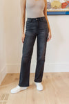 Judy Blue Eleanor High Rise Classic Straight Jeans in Washed Black