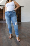 Judy Blue Elodie Mid Rise Distressed Boyfriend Jeans