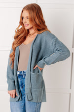 Everything Layer Waffle Knit Open Front Cardigan in Blue Grey