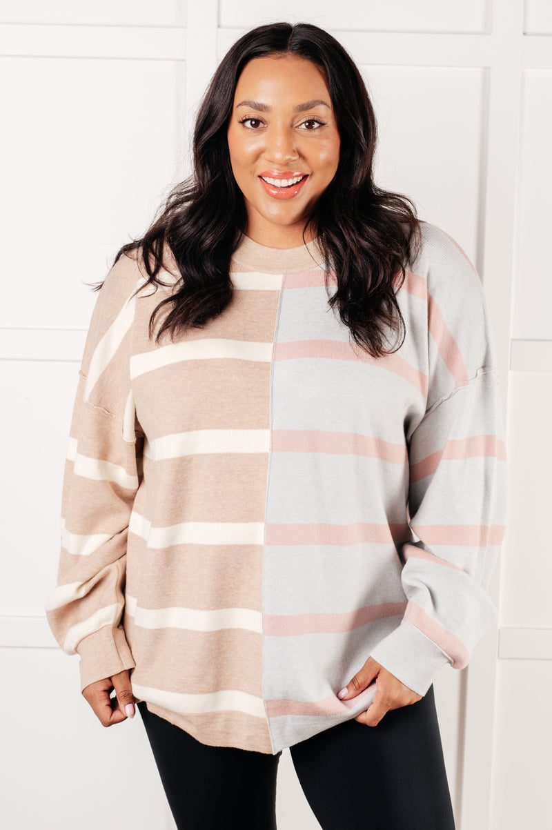 Exceptional Thought Striped Patchwork Sweater