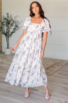 Gentle Yet Strong Balloon Sleeve Floral Dress