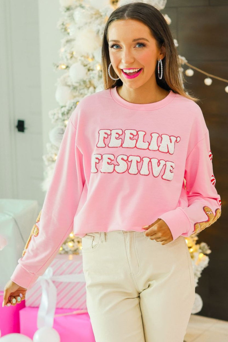 Feelin Festive Pink Pullover