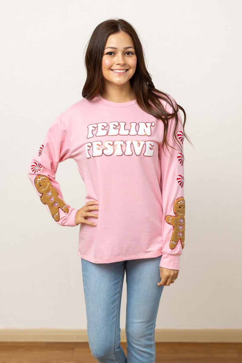 Feelin Festive Pink Pullover