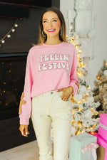 Feelin Festive Pink Pullover