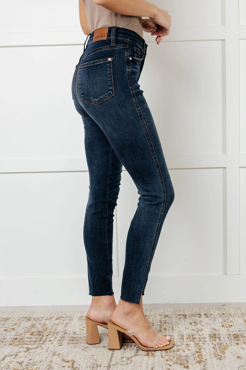 Judy Blue Tessa High Rise Control Top Step Hem Skinny Jeans