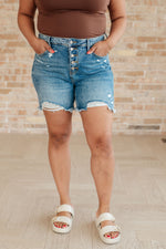 Judy Blue Kara High Rise Rigid Magic Button Fly Cutoff Shorts