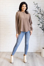 Keeping it Real Brushed Melange Hacci Long Sleeve Tee in Mocha