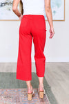 Judy Blue Lisa High Rise Control Top Wide Leg Crop Jeans in Red