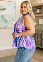 Lizzy Tank Top in Lavender and Blue Watercolor